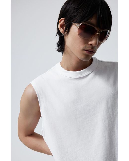 Weekday White Boxy Washed Tank Top for men