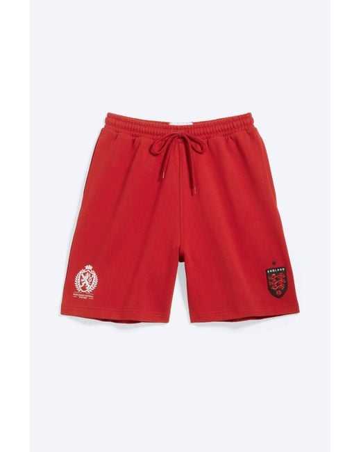 Weekday Red Toffs Relaxed Jersey Football Shorts England for men