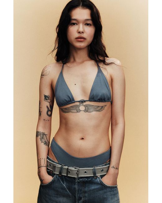 Weekday Blue Strappy Triangle Bikini Top