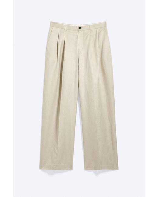Weekday Natural Nate Regular Waist Baggy Straight Linen Trousers for men