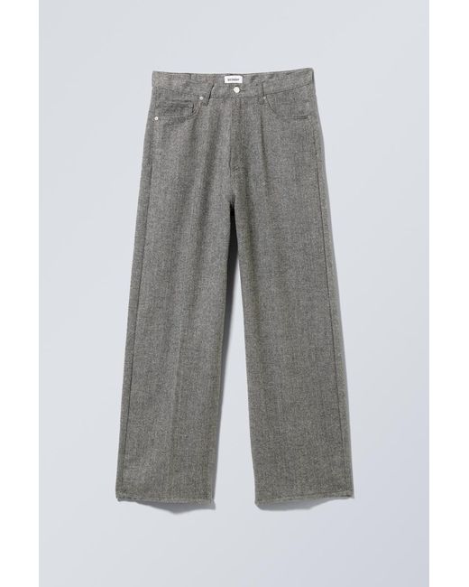 Weekday Gray Astro Loose Baggy Herringbone Trousers for men