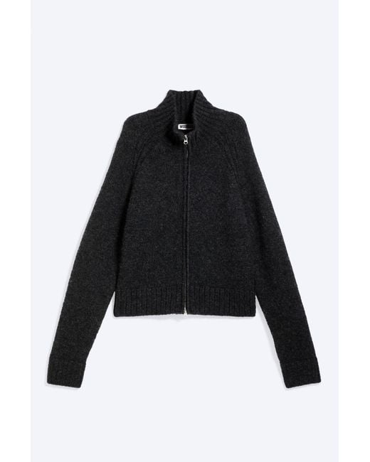 Weekday Black Soft Knitted Fitted Zip Cardigan