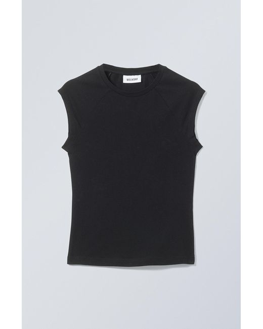 Weekday Black Short Sleeve Fitted Top