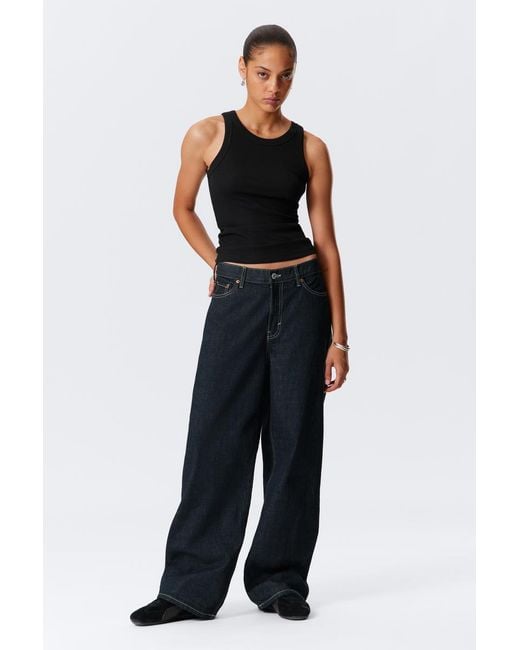 Weekday Blue Dynasty Low Rise Loose Wide Leg Jeans
