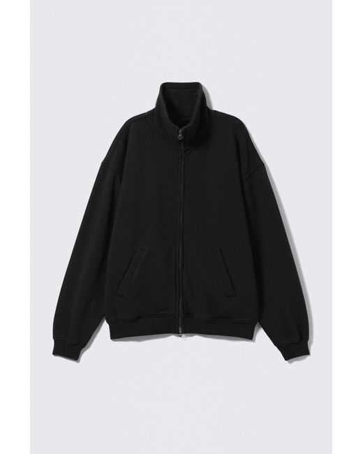 Weekday Black Loose Funnel Neck Zip Cardigan