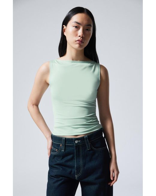 Weekday Gray Annie Sleeveless Boat-Neck Top