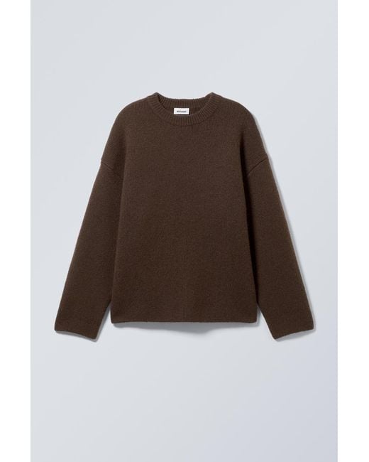 Weekday Brown Teo Oversized Wool Blend Knit Sweater for men