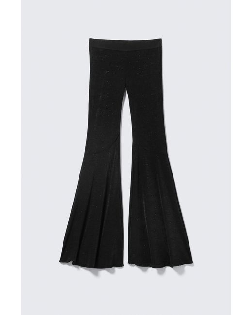 Monki Blue Flared Rhinestone Trousers