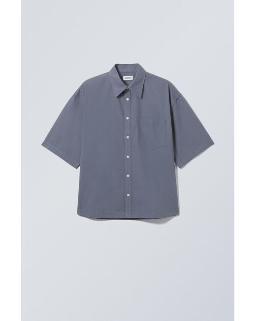 Weekday Blue Crisp Cotton Short Sleeve Shirt for men