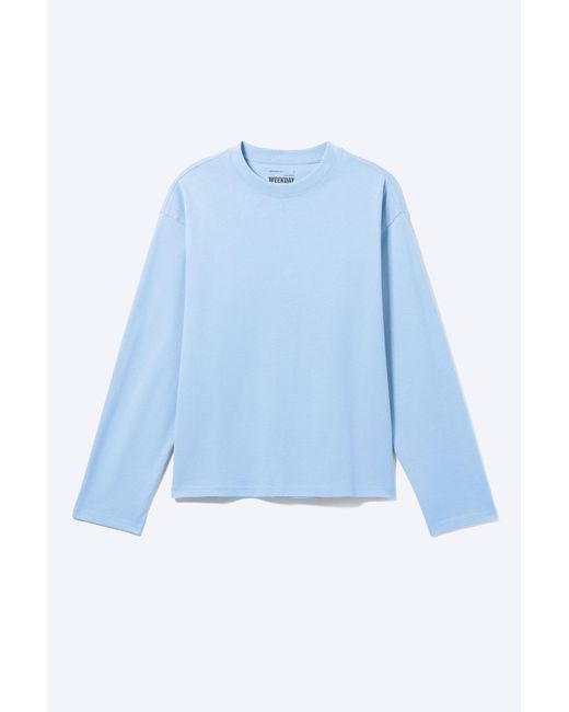 Weekday Blue Loose Boxy Long-Sleeved T-Shirt for men