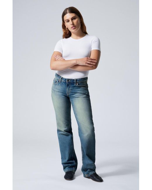 Weekday Blue Arrow Low Rise Regular Straight Leg Jeans