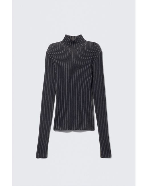 Weekday Black Ribbed Fitted Turtleneck
