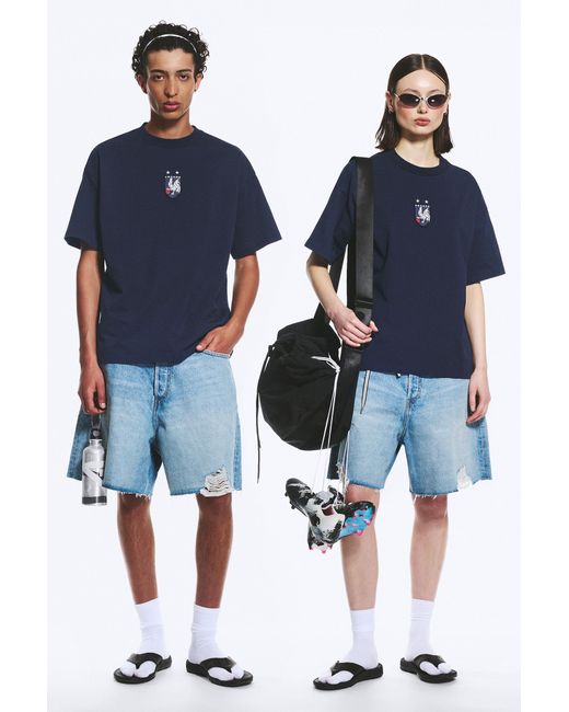 Weekday Blue Toffs Loose Boxy Football T-Shirt France for men