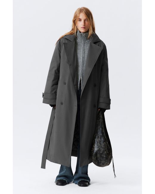 Weekday Black Gefütterter Oversize-Trenchcoat