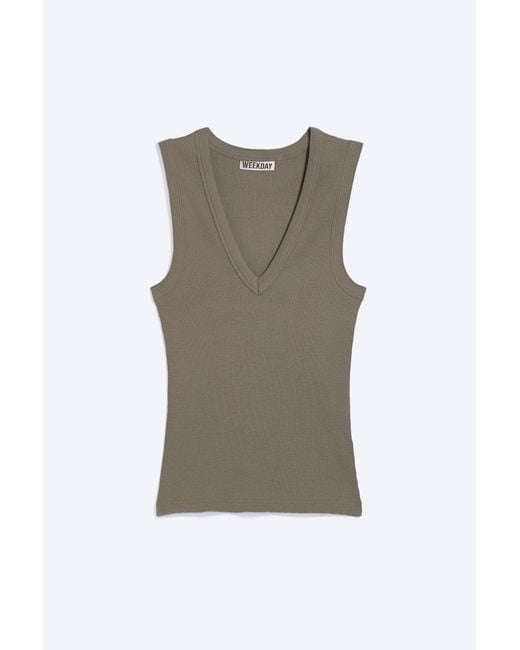 Weekday Multicolor Ribbed V-Neck Tank Top
