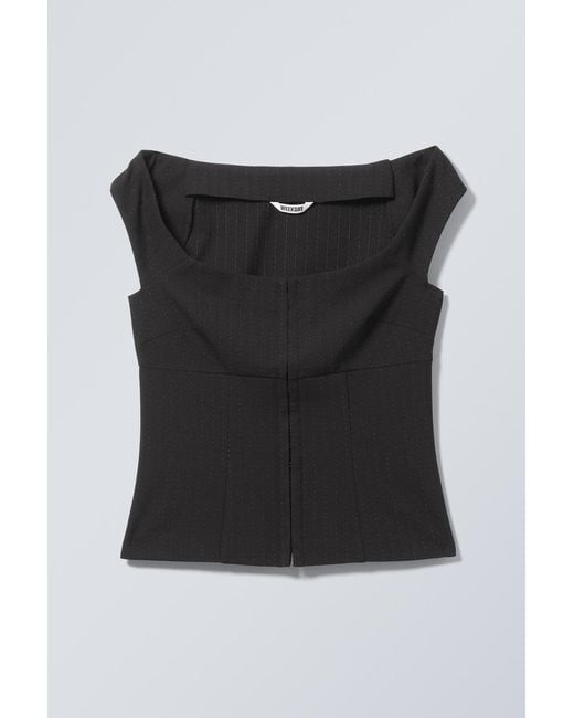 Weekday Black Sleeveless Wide Neck Top