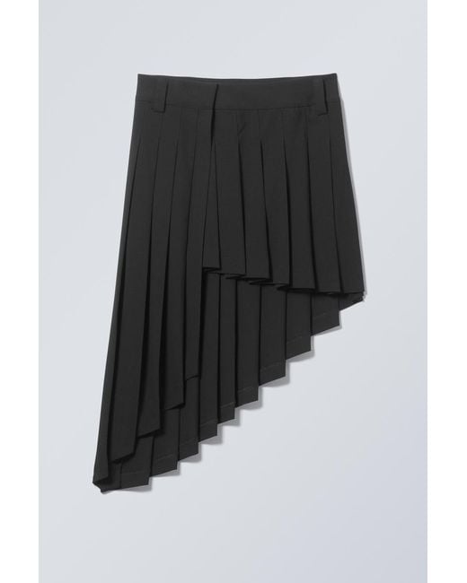 Weekday Black Skylar Pleated Midi Skirt
