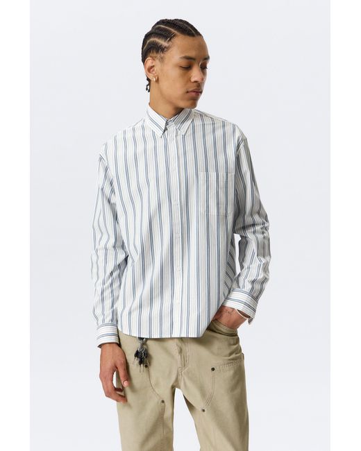 Weekday Gray Loose Button-Down Poplin Shirt for men