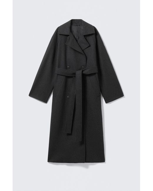 Weekday Black Kia Oversized Wool-Blend Double-Breasted Coat