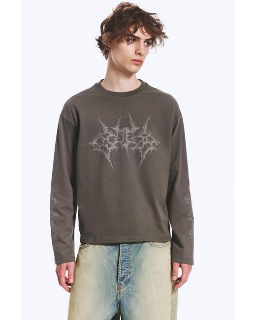 Weekday Gray Great Boxy Graphic Long Sleeve T-Shirt for men