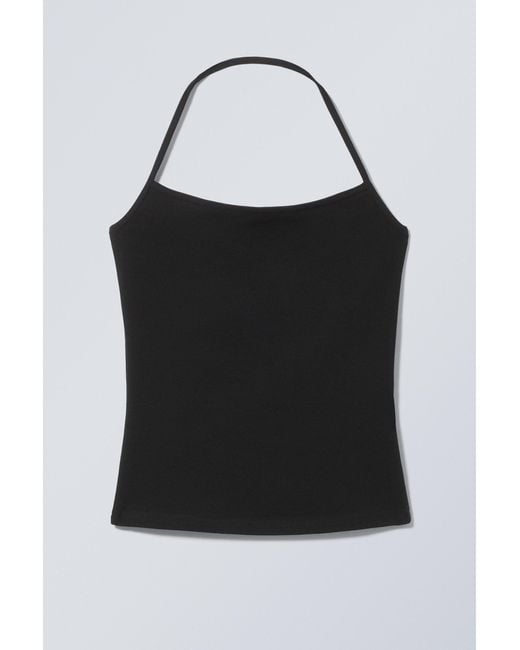 Weekday Black Strap Halter Tank Top