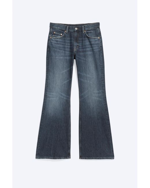 Weekday Blue Helix Mid Rise Regular Flared Jeans