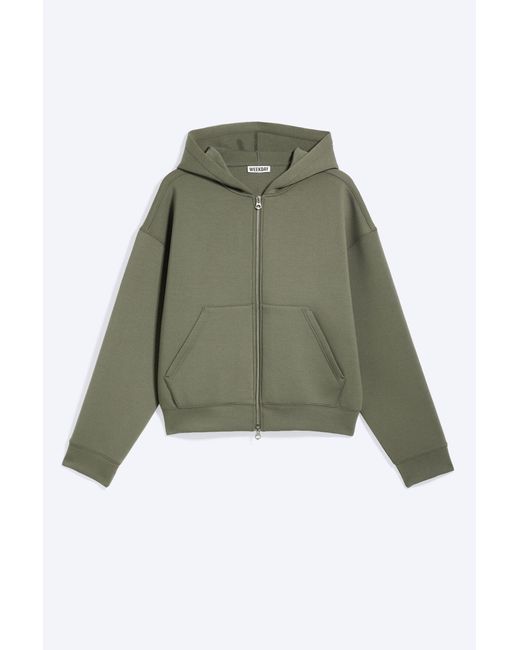 Weekday Green Simon Scuba Zip Hoodie for men