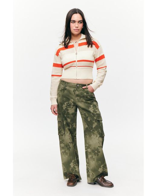Monki Green Lockere Twill-Cargo-Hose Mit Niedriger Taille