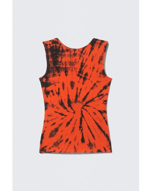 Weekday Orange Open Back Boat-Neck Tank Top