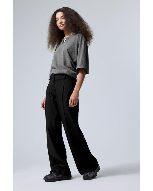 Weekday Black Relaxed Fit Suiting Trousers