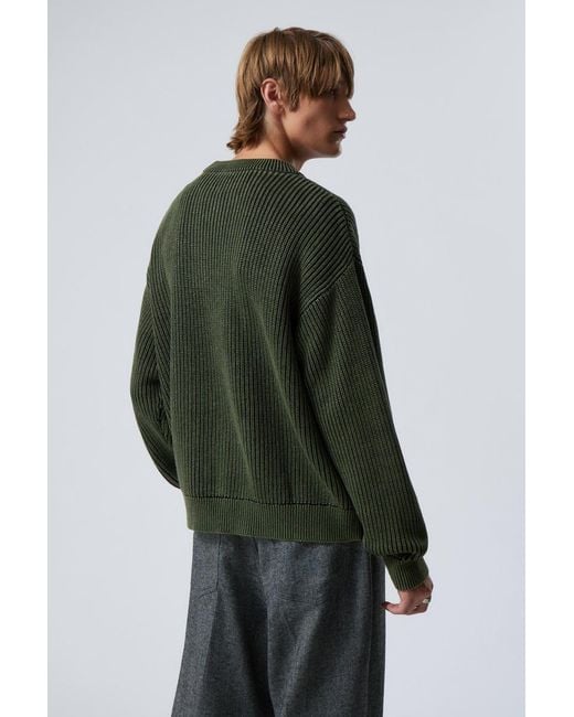 Weekday Green Regular Heavy Knit Sweater for men