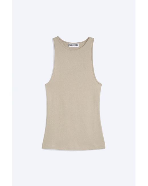 Weekday White Fitted Cotton Jersey Tank Top