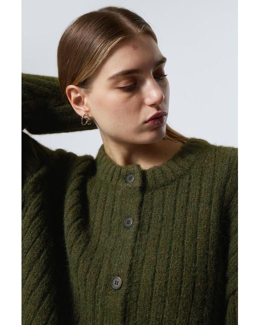 Weekday Green Loose Knitted Cardigan