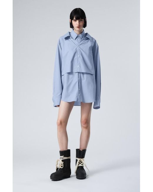 Weekday Blue Double-Layered Oversized Shirt