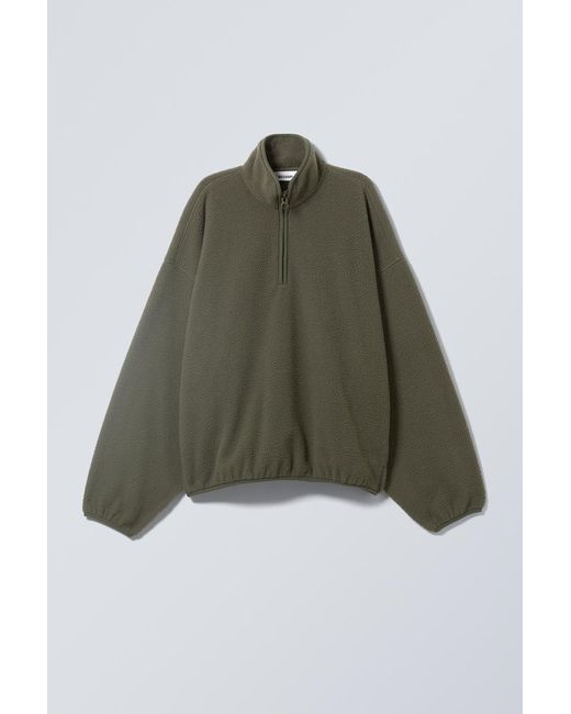 Weekday Black Oversized Half-Zip Fleece Sweatshirt