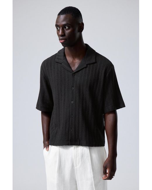 Weekday Black Boxy Structure Resort Shirt for men