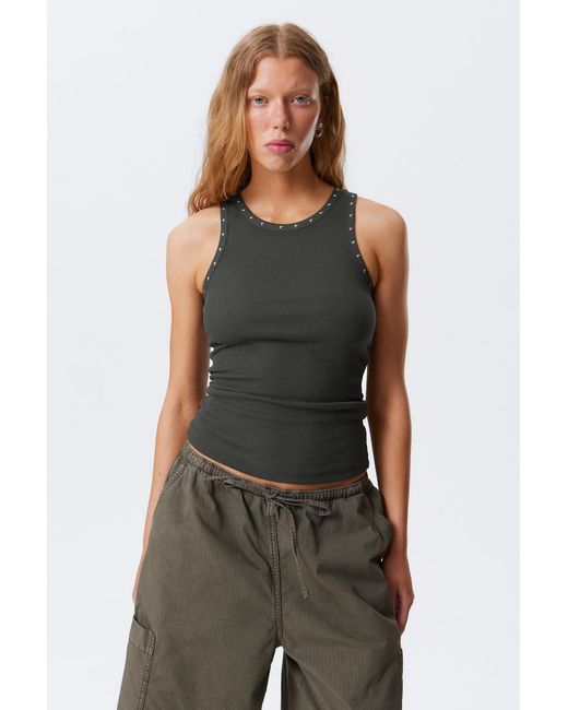 Weekday Brown Tanktop Mit Nietendetails