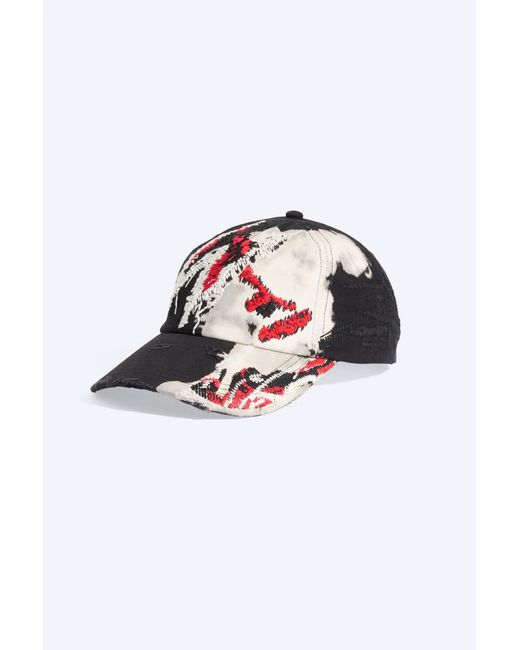 Weekday Black Distressed Embroidered Baseball Cap for men