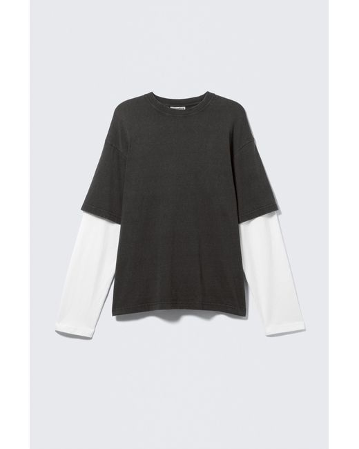 Weekday Black Double-Layered Cotton T-Shirt for men
