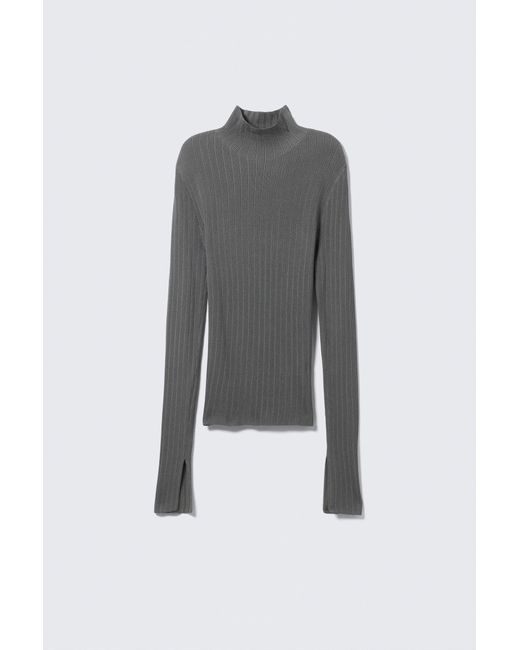 Weekday Brown Ribbed Fitted Turtleneck