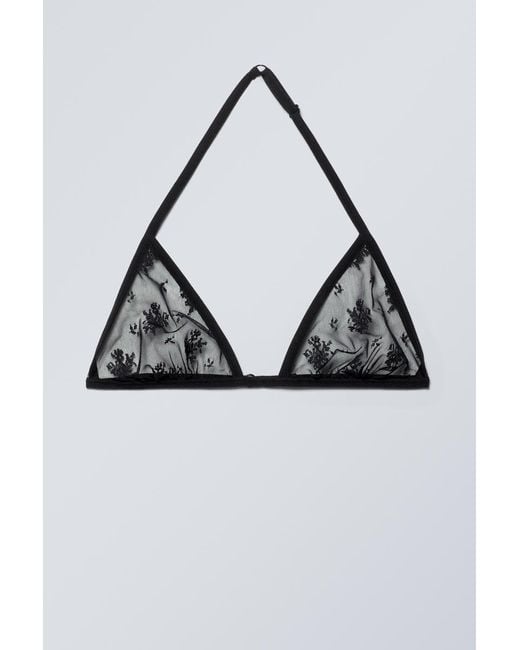 Weekday Black Lace Halter Neck Bra
