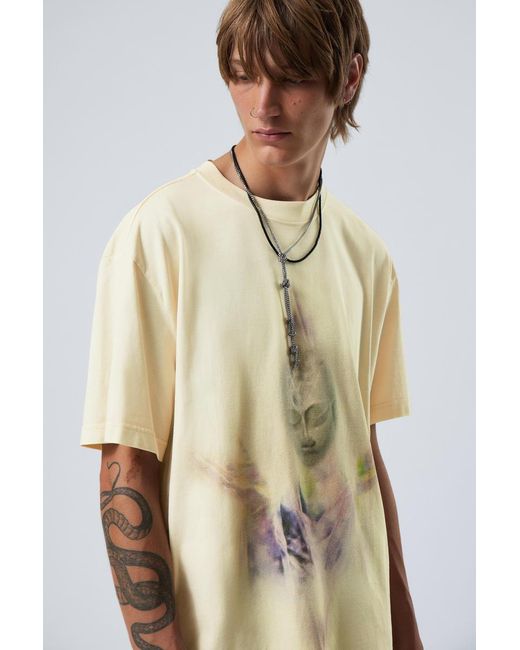 Weekday Natural Oversized Graphic Printed T-Shirt for men