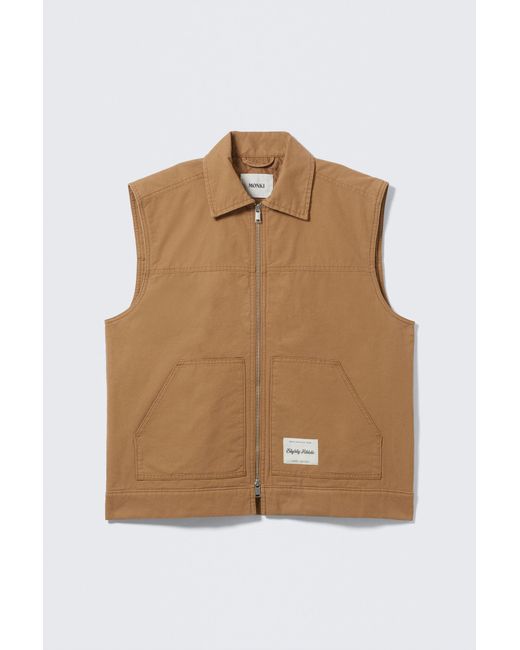 Monki Brown Lightly Padded Canvas Zip Vest