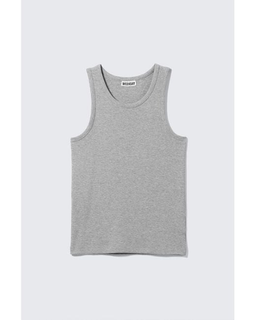 Weekday Gray Regular Fit Ribbed Tank Top for men