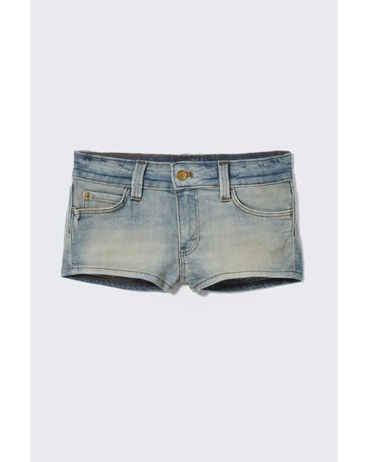 Cheap Monday Blue Booty Bei Low Rise Mini Denim Shorts