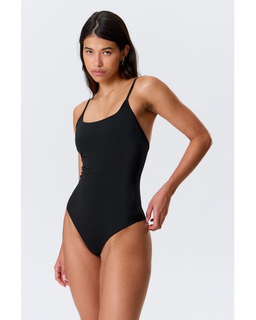 Weekday Black Square-Neck Swimsuit