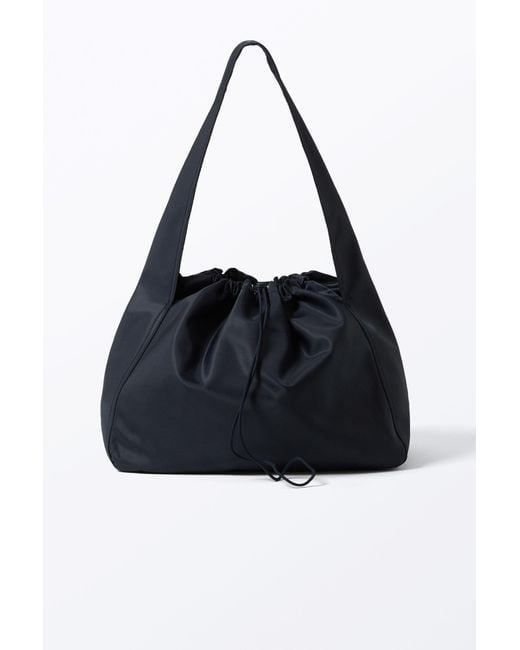 Monki Black Large Rectangular Drawstring Shoulder Bag