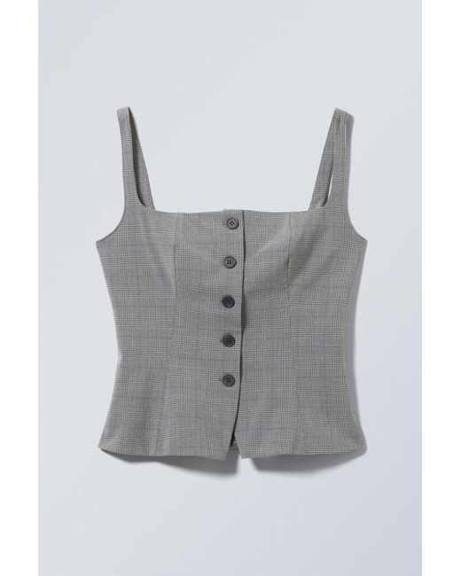 Weekday Gray Square Neck Waistcoat Top