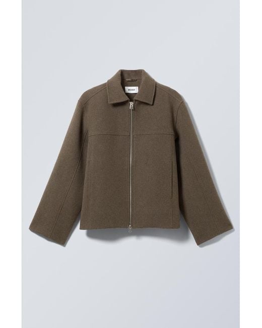 Weekday Brown Kurze Jacke Aus Wollmischung