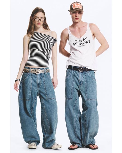 Cheap Monday Blue Dunno Low Rise Loose Barrel Jeans